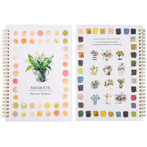 Cahiers de travail d'aquarelle sur le thème du jardin, couverture en cuir, livre de <span class=keywords><strong>coloriage</strong></span>, kit de peinture adapté aux débutants, scènes de nature faciles, cadeau pour adultes et adolescents - Product Image 3