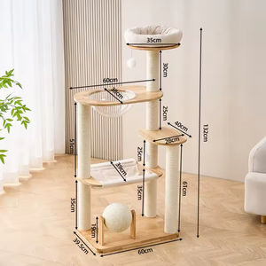 Arbre à chat moderne de luxe, grand modèle, avec double espace et nid en bois, multifonctionnel et intégré, vente en gros directe usine - Product Image 5
