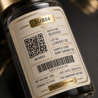 Étiquettes personnalisées en feuille d'or pour flacons de peptides, autocollants imperméables pour petits échantillons, service d'impression QR et de lots OEM