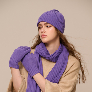 Ensembles Chauds Hiver en 100% Laine Mérinos pour Femmes et Filles, Écharpe <span class=keywords><strong>Bonnet</strong></span> et <span class=keywords><strong>Gants</strong></span> Tricotés Élé<span class=keywords><strong>gants</strong></span> en Laine - Product Image 4