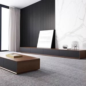 Porta TV Compatto in Legno Massello dal Design Nuovo e Minimalista, <span class=keywords><strong>Mobile</strong></span> <span class=keywords><strong>Basso</strong></span> Color Noce <span class=keywords><strong>per</strong></span> Arredamento <span class=keywords><strong>Soggiorno</strong></span> e Contenitore <span class=keywords><strong>per</strong></span> Appartamento - Product Image 6