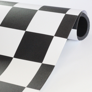 Easy-to-Apply Self-Adhesive Explosion-proof PVC Wallpaper Glossy Surface Black White Squares Pattern Peel Decorative Films
