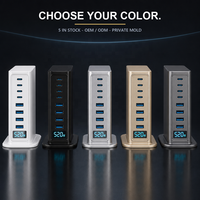 Station de charge GaN 520W tout-en-un multi-chargeur 8 ports, écran AI, PD3.0 PPS QC3.0 SCP, pour ordinateur portable et bureau