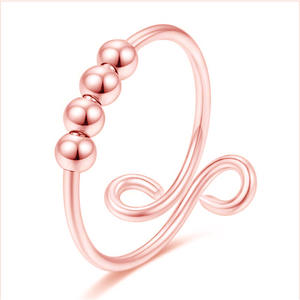 Nuevo <span class=keywords><strong>anillo</strong></span> de ansiedad antiestrés de acero inoxidable que gira libremente, <span class=keywords><strong>anillo</strong></span> de dedo ajustable con cuentas en espiral antiestrés de bobina única para mujer - Product Image 4