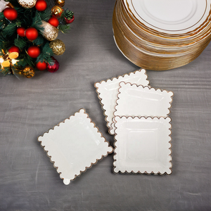 Assiettes en papier blanches jetables <span class=keywords><strong>de</strong></span> luxe <span class=keywords><strong>de</strong></span> 9 pouces carrées et rondes pour le dîner et le service <span class=keywords><strong>de</strong></span> tasses lors des fêtes d'<span class=keywords><strong>anniversaire</strong></span> et <span class=keywords><strong>de</strong></span> <span class=keywords><strong>mariage</strong></span> - Product Image 6