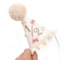 Sombrero de Cumpleaños con Lazo para Niñas, Estilo Boho, Corona Rosa para Bebé, Decoración para Celebrar el Primer Cumpleaños