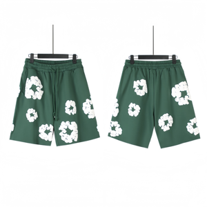 Shorts en jean imprimé floral en mousse Kapok de marque américaine tendance, style streetwear FOG, 100 % coton, avec cordon de serrage - Product Image 6