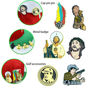 Clips de chapeau en métal, badges émaillés, épingles à casquette style vintage avec fermoir papillon, accessoires de golf - Product Image 1