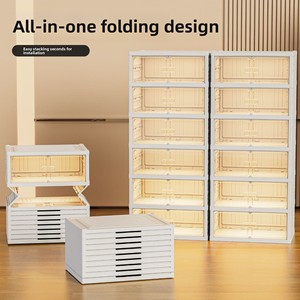 마그네틱 도어가있는 투명 신발 보관함 방진 쌓을 수있는 신발 정리 신발 컬렉션 디스플레이 플라스틱 용기 - Product Image 2