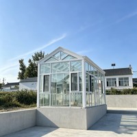 Véranda en aluminium sur mesure avec toit en pignon, porte coulissante, verre trempé, serre préfabriquée, jardin d'hiver, toit triangulaire