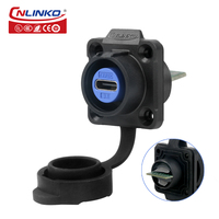 Connecteur femelle à bride métallique Cnlinko LP16 TYPE-C, étanche IP68, prise circulaire pour l'automatisation industrielle en environnements difficiles