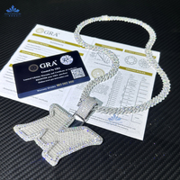 Bijoux Hip Hop Hommes Glacé Personnalisé M Lettre Pendentif 925 Sterling Silver Baguette VVS Moissanite Diamant Nom Initial Pendentif