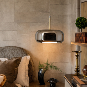 โคมไฟแขวนเพดานเดี่ยวสไตล์หรูหรา โคมไฟโลหะขัดเงา พร้อมก้านทองเหลือง - Product Image 5