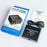 Divisor Ethernet Gigabit 1x4 con Adaptador de Corriente Tipo-C de 5V CC, Soporte de Red RJ45 de 1000Mbps para Transmisión de 100m en Hogar/Oficina