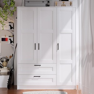 Armoire de rangement autoportante moderne et contemporaine blanche à 3 portes en <span class=keywords><strong>bois</strong></span> pour vêtements - Product Image 3