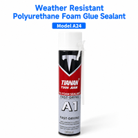 Colle mousse PU TIAN JIAN A24 pour calfeutrage 750ml, mastic polyuréthane à séchage rapide, résistant aux intempéries, pour portes, fenêtres et construction