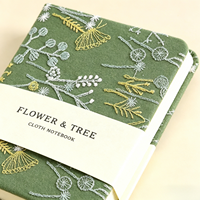 Carnet en tissu de lin floral personnalisé A5, journal esthétique minimaliste avec impression de logo pour cadeau, couverture en tissu, carnet en papier