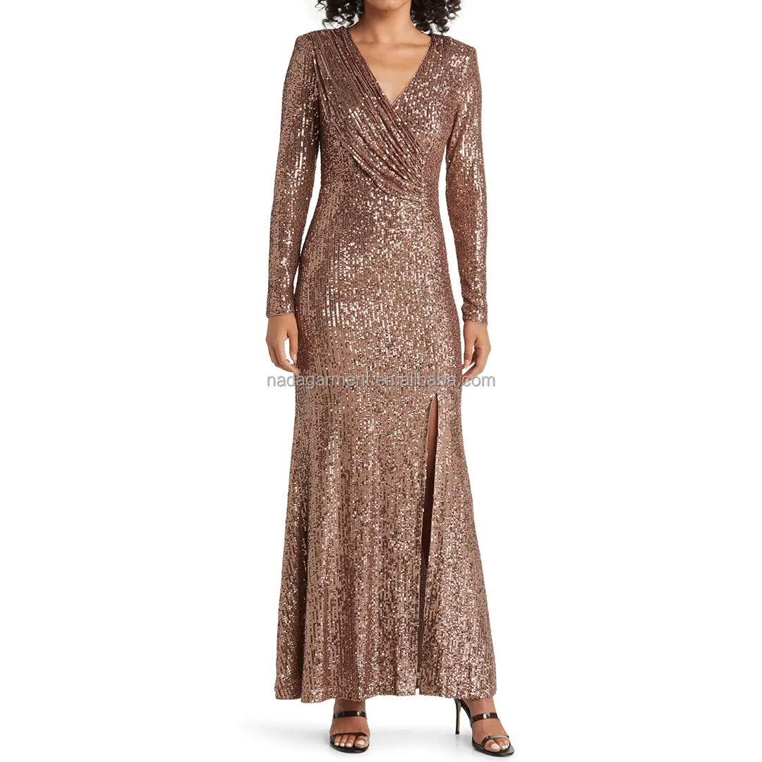 High Quality Sequin Long Sleeve Gown Party Dress Evening Dress Ball Gown Sexy Evening Dress For Women