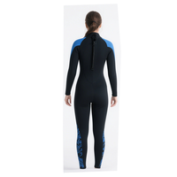 DIVESTAR Desain Khusus 3mm Neoprena Wanita Diving Wetsuit Ritsleting Belakang Setelan Lengkap Lengan Panjang Bernapas Warna Blok Stylish di Bagian Depan