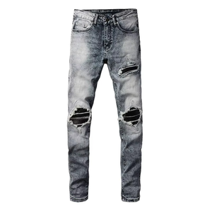 Jeans de Hombre de Alta Calidad, Diseño Desgastado, Estilo Vintage, Ajustados, Color Azul, Pantalones de Mezclilla - Product Image 6