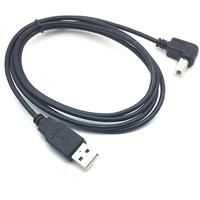 Kabel Pengisi Daya USB 2.0 Male ke Mini B Male 5-Pin Tembaga Hitam Sudut Kanan 90 Derajat, Panjang 0.3m-5m untuk Printer, Promo Hot Sale