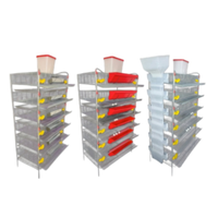 Cage d'élevage industrielle pour cailles pondeuses avec système d'évacuation du fumier et d'alimentation, garantie 1 an, 5/6 niveaux, capacité 90-200 cailles