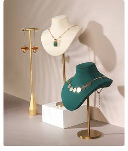 JINSKY-Support en métal velours de luxe haut de gamme, collier avec cadre d'affichage, accessoires de présentation de bijoux sur buste - Product Image 3