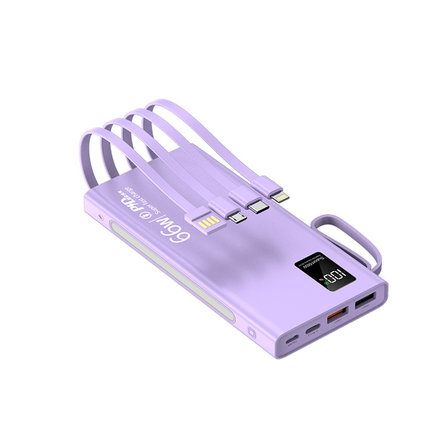 Mini Size Power Bank 10000mAh Ultra Slim Portable Charger with Built in Cables Charging for iPhones power banks