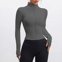 Veste de yoga coupe-vent grande taille à séchage rapide, ajustée, col montant, extensible dans les quatre sens, pour le fitness (vente en gros)