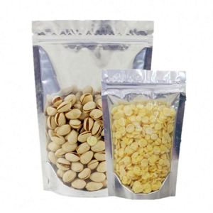 Sacs alimentaires transparents autoportants en aluminium avec fermeture éclair, personnalisables avec logo, promotionnels, modèle 2026, vente chaude - Product Image 1