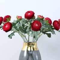 M094 Buket Ranunculus Sutra Buatan Mini Real Touch untuk Pernikahan dan Wisuda 50 Pcs Multi Warna
