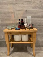 Banc de douche à 2 niveaux en bambou FSC - Banc de salle de bain minimaliste allemand imperméable pour hôtel et maison, expérience spa de luxe