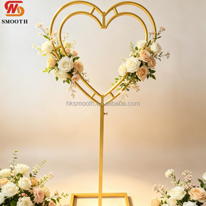 SMOOTH New Arrival 5ft Heart Shaped Metal <b>Stand</b> Golden Iron Wedding Aisle Floral Road Lead Decor - Product Image 1