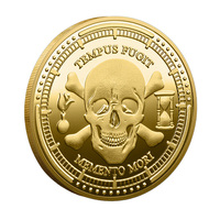 Pièce commémorative plaquée en métal, double face, avec motif Arbre de Vie et Memento Mori, inspirée de la philosophie stoïcienne, objet artisanal et porte-bonheur de poche