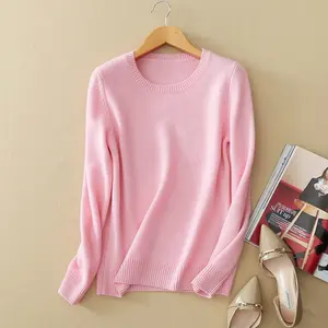공장 간단한 디자인 여성 캐시미어 스웨터 100% 캐시미어 점퍼 순수 컬러 레이디 니트 스웨터