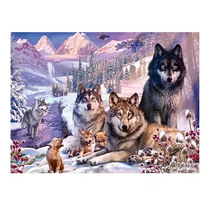 वयस्कों और बच्चों के लिए हीरे की पेंटिंग किट भेड़ियों के लिए भेदी हीरे के डॉट्स रत्न कला सेट चित्र उपहार