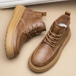Autumn High Quality Men's Classic Leather <b>Boots</b> Height-Increasing Plus Size Men's Cowhide <b>Boots</b> Fashionable New Style - Product Image 1