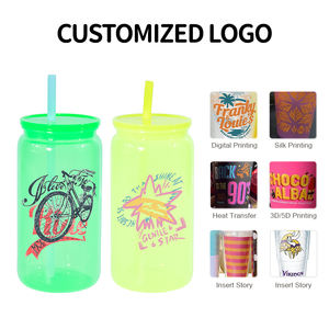 Bicchieri Trasparenti per Caffè e Feste, Colore Arcobaleno, in PP Duro Riutilizzabile, con Coperchio e Cannuccia, 16oz - Product Image 2