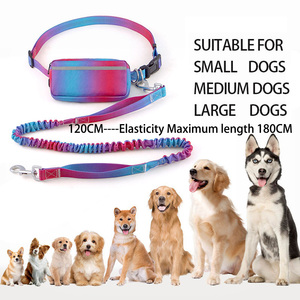 Custom Bulk Gradient Colors Running Pet Leashes With Reflective Sports Waist Pack Hand Free Snap Hook For Bungee <b>Dog</b> Leash - Product Image 3
