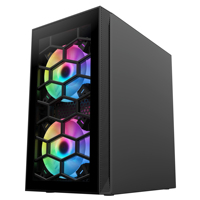 Ruix M02 Micro ATX Case Mid Tower Computer Cases Panneau latéral en verre trempé et panneau avant Position des 3 ventilateurs