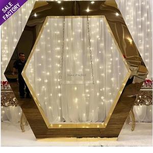 Sino Perfect Factory Price Pvc Backdrop <b>Gold</b> Mirror Arch Backdrop for Wedding Planner Wedding <b>Party</b> Events <b>Decoration</b> - Product Image 1