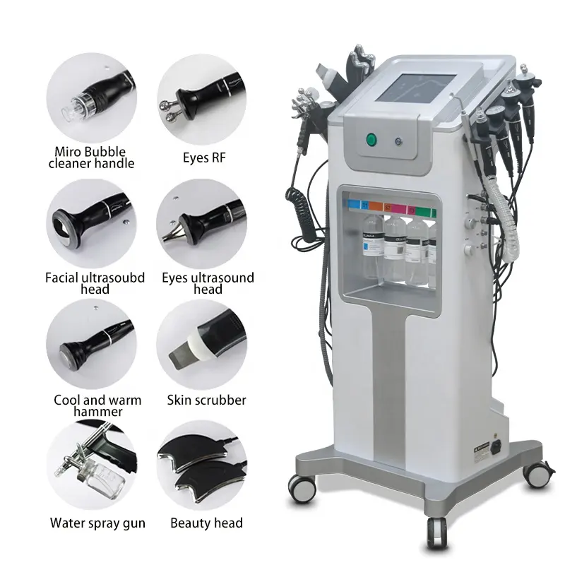 8 In1 הידרו Dermabrasion פנים מכונה יהלומי עור טיפול פנים ניקוי הידרו Microdermabrasion פנים יופי מכשיר