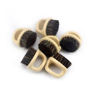 White <b>Round</b> Plastic Handle Shoe <b>Brush</b> Portable Mini Horsehair Shoe Cleaning <b>Brushes</b> for Travel - Product Image 5