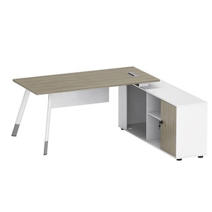 Moderno L Forma Mobiliário Executivo Escritório Boss <span class=keywords><strong>Table</strong></span> Com Side Storage Unit Multifunction Stand Trabalho <span class=keywords><strong>Computer</strong></span> Desk and <span class=keywords><strong>Chair</strong></span> <span class=keywords><strong>Set</strong></span> - Product Image 1