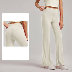 Taille haute évasé Bootcut Yoga pantalon femmes Slim Fit solide séchage rapide respirant quatre voies Stretch refroidissement tissu Anti boulochage - Product Image 6