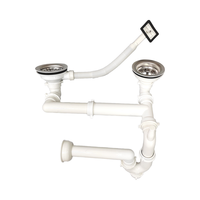 Kit d'évacuation des déchets de l'évier de cuisine à double cuvette moderne Installation facile Siphon flexible égouttoir Design contemporain moderne
