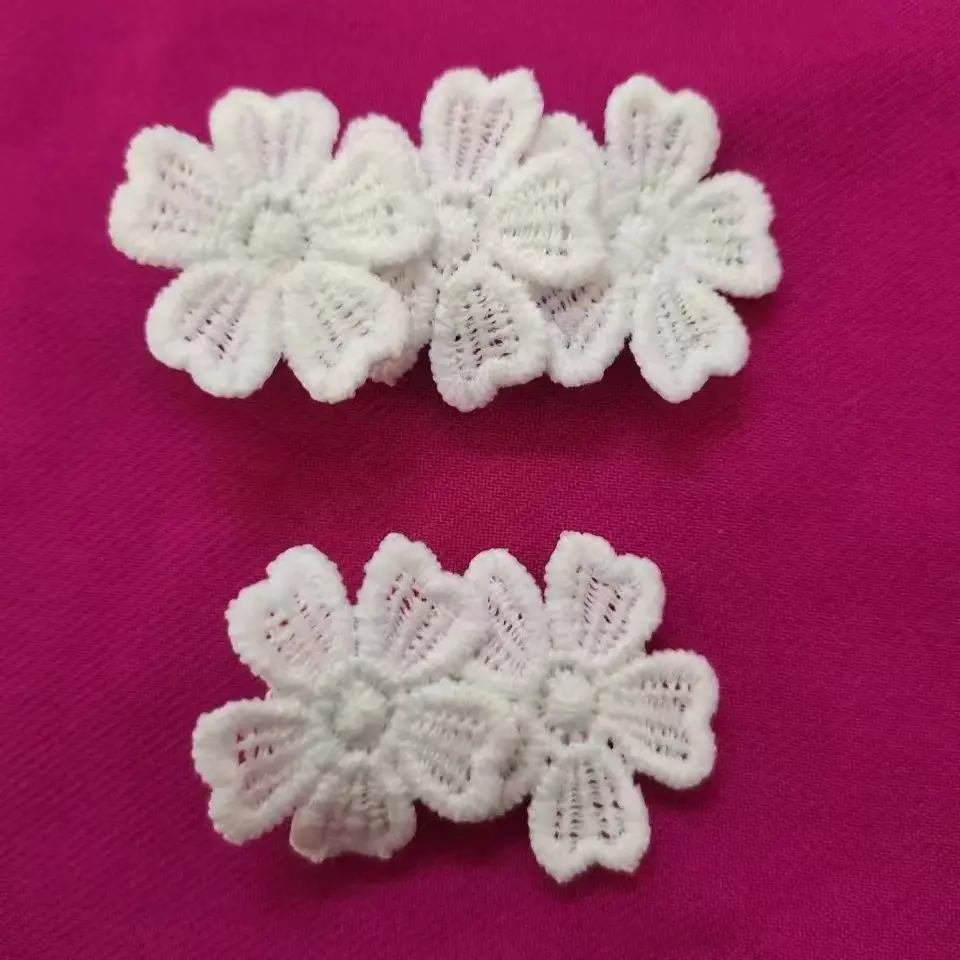 חדש עיצוב לבן מיני פרח תינוק שיער קליפים, רקמת כותנה פרח קליפים, diy פרח applique לכבנה