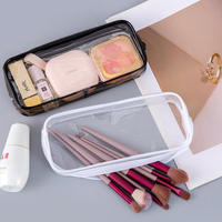 Nouvelle trousse à crayons en PVC blanc grande capacité, style usine, simple et transparente, avec logo personnalisé et fermeture à glissière