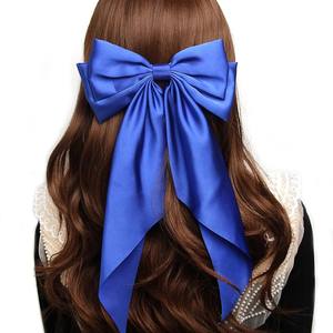 Pinza de pelo con lazo de satén azul púrpura, pasadores de lazo para niñas grandes, de Metal <span class=keywords><strong>Clips</strong></span>, horquilla de Cinta Larga, pinza de pelo para mujer - Product Image 2