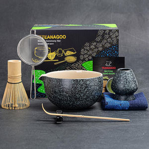 Venda quente Cerâmica Preta Cerâmica Matcha Bowl Set Atacado Chawan Matcha Whisk Kit com Pacote De Presente - Product Image 1